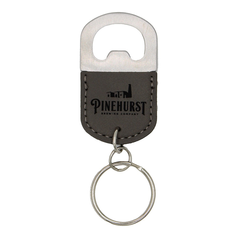 PBC Gray Leatherette Bottle Opener Keychain