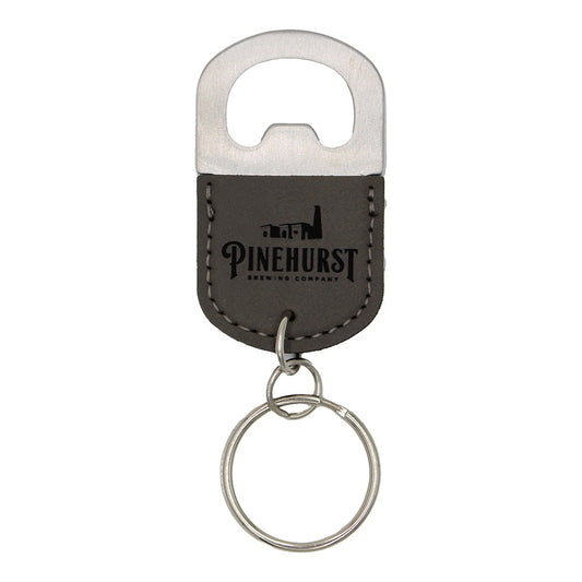 PBC Gray Leatherette Bottle Opener Keychain