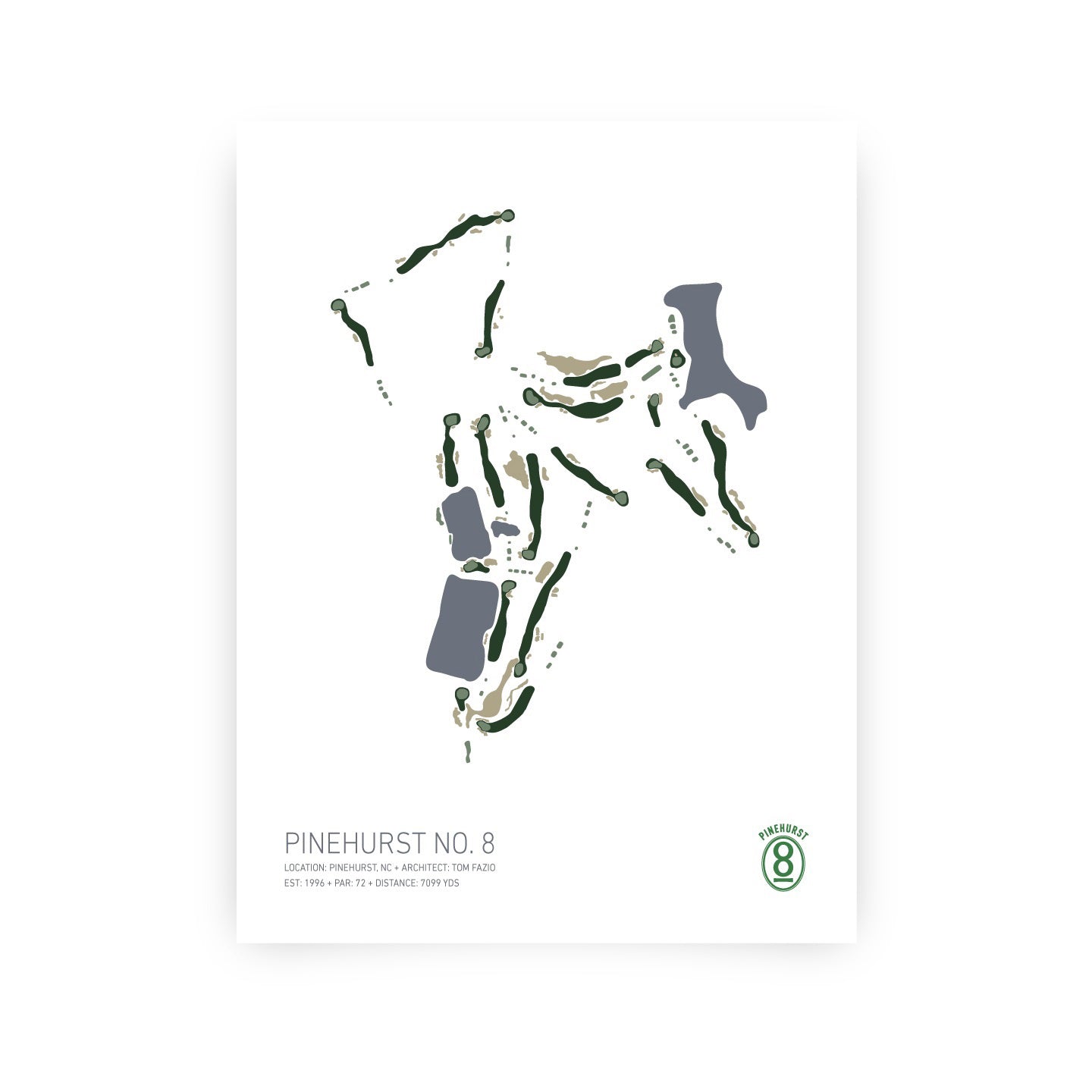Pinehurst Course Layout No. 8 Print 11x14