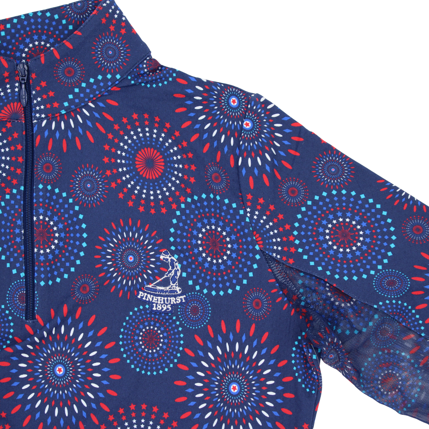 Ladies Patriot Pop Long Sleeve Zip Mock