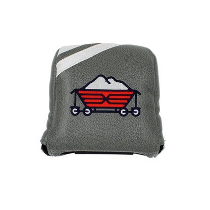 Pinehurst Sandmines golf club putter mallet head cover with red logo on a light gray background