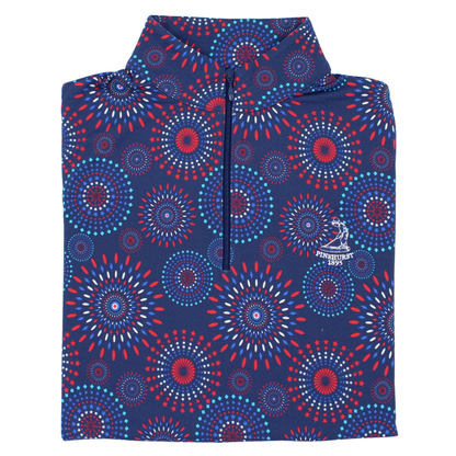 Ladies Patriot Pop Long Sleeve Zip Mock