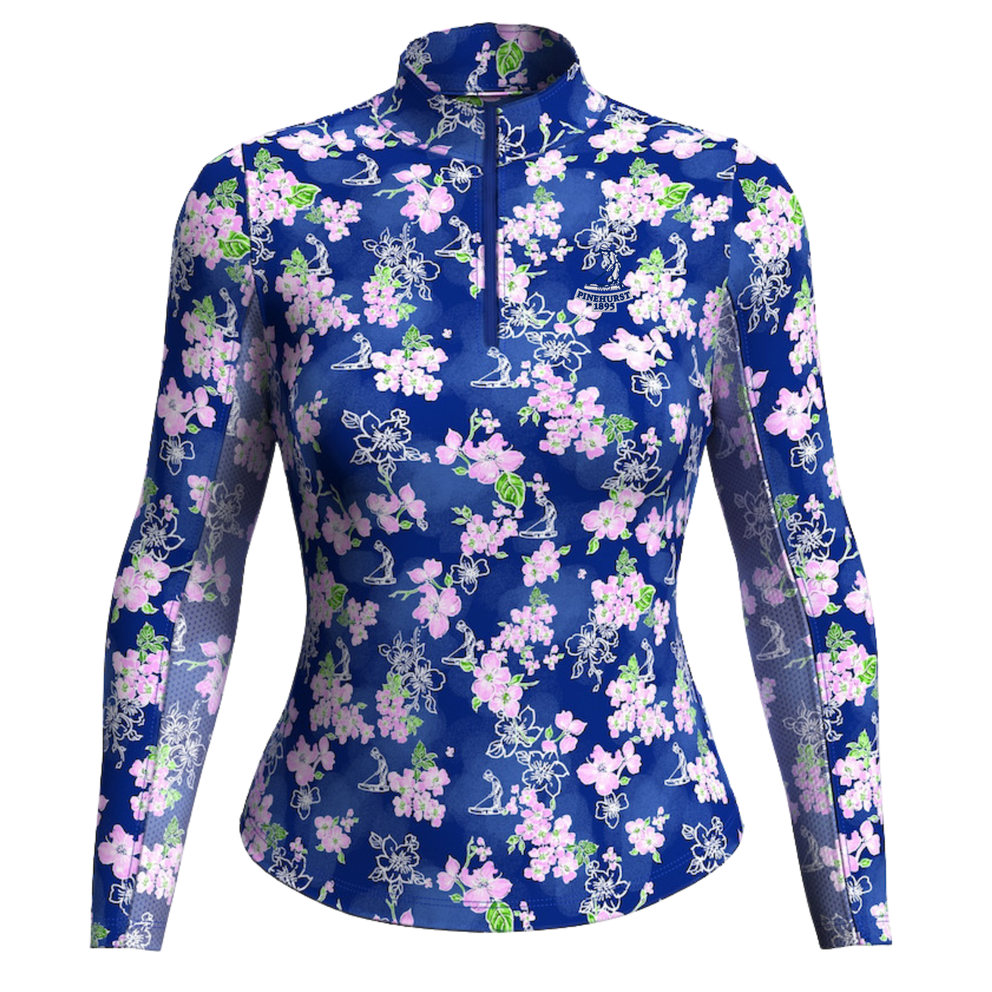Ladies Pinehurst Dogwood Print L/S Mock