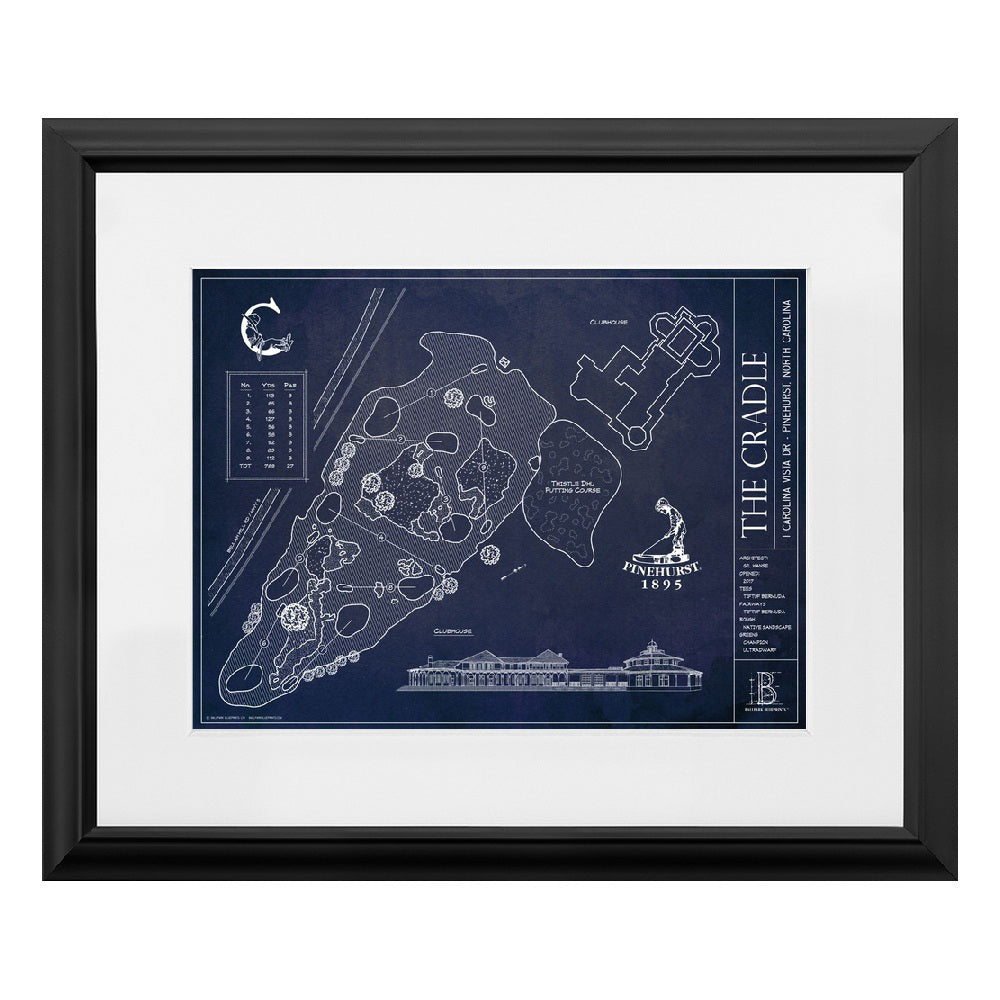 Ballpark Blueprint Framed Course Print 12x16