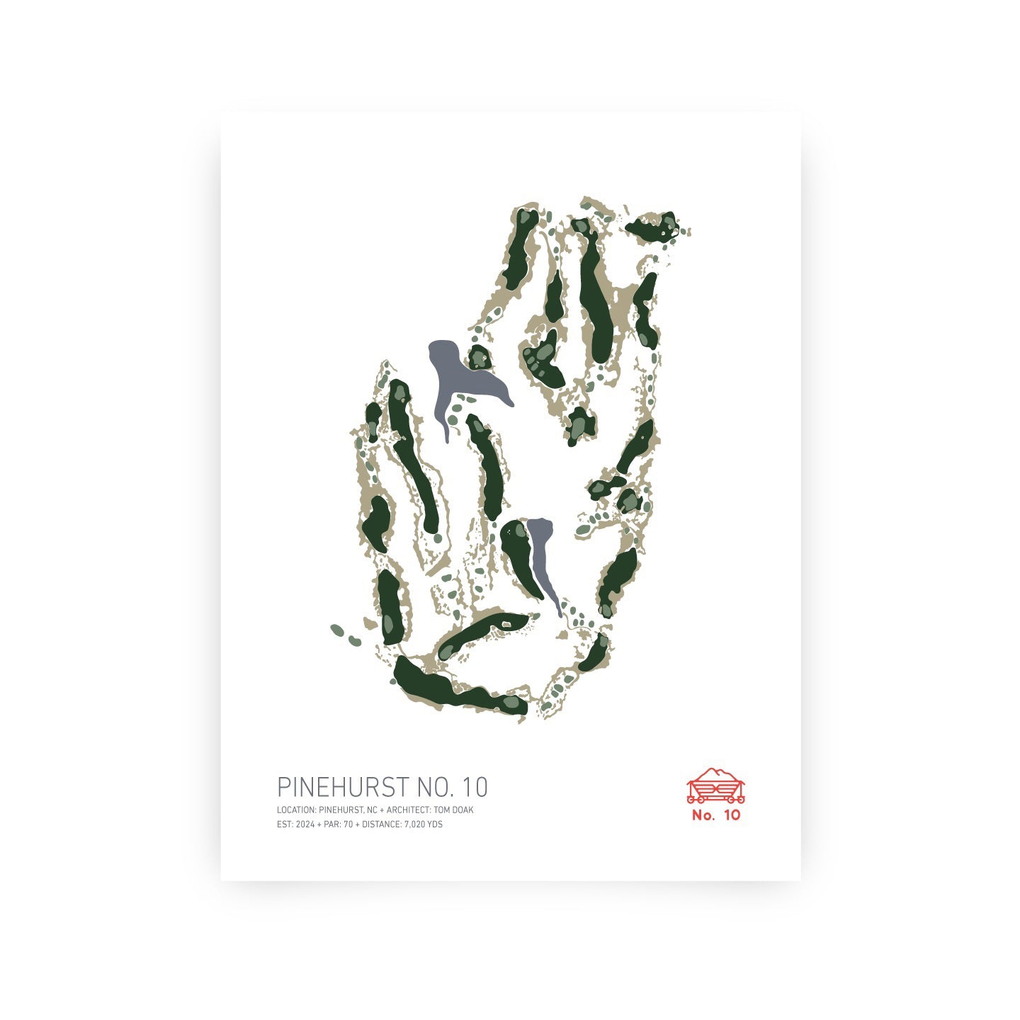 Pinehurst Course Layout No.10 Print 11x14